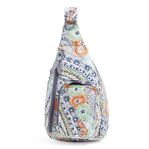 Vera Bradley Women's Cotton Mini Sling Backpack, Citrus Paisley - Recycled Cotton, One Size