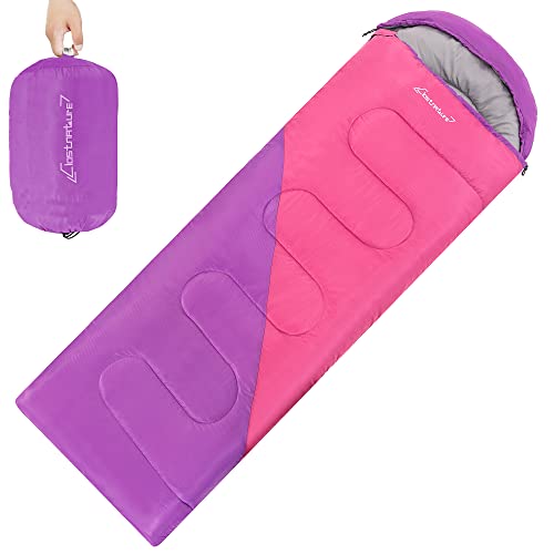 Clostnature Sleeping Bag for Adults and Kids - Lightweight Camping Sleeping Bag for Girls, Boys, Youths, Ultralight Backpacking Sleeping Bag for Cold Weather - Compression Sack Included(Right Zipper)
