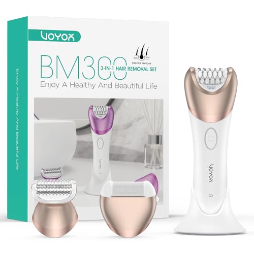 VOYOR Epilator for Women, 3 in 1 Epilator Hair Removal for Women, Epilators Hair Remover for Leg Arm with 30 Tweezers, Rechargeable & Cordless Electric Lady Shaver & Trimmer BM300 (Champagne Gold)