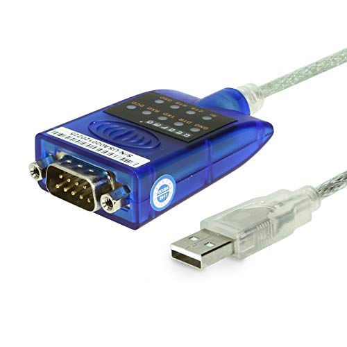 USB to Serial RS-232 Adapter with LED Indicators, FTDI Chipset, Supports Windows 11/10/8.1/8/7/, Mac OS X 10.6 and Above