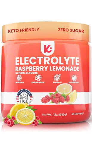 Keppi Keto Electrolytes Powder No Sugar | Zero Carbs | Made in USA | Advanced Hydration, Performance & Recovery | Delicious Raspberry Lemonade Flavor | Mixes Easily No Clumps
