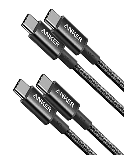 Anker USB C to USB C Cable (3.3ft 100W, 2Pack), USB 2.0 Type C Charging Cable Fast Charge for iPhone 15/15Pro/15Plus/15ProMax, MacBook Pro 2020, iPad Pro 2020, iPad Air4, Samsung Galaxy S23 (Black)