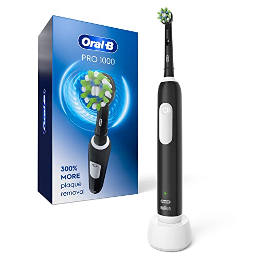 Oral-B Pro 1000 Rechargeable Electric Toothbrush, Black with Pressure Sensor, 3 Modes