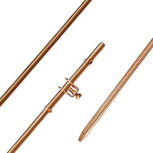 GOUNENGNAIL- 4' Grounding Rod - 3/8' Copper Bonded Ground Rod Wire Clamp | Great for Electric Fences, Antennas, Satellite Dishes, and other Grounding Needs (1, 3/8''x4')