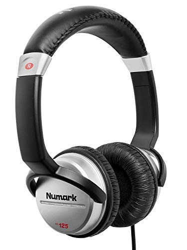 Numark HF125 | Ultra-Portable Professional DJ Headphones With 6ft Cable, 40mm Drivers for Extended Response & Closed Back Design for Superior Isolation, Silver, Оne Расk