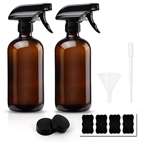 Cosywell Amber Glass Spray Bottles 16oz Boston Glass Spray Bottles for Cleaning Solutions and Essential Oils with Funnel Lables Cleaning Products Aromatherapy Lotions Liquid Soaps