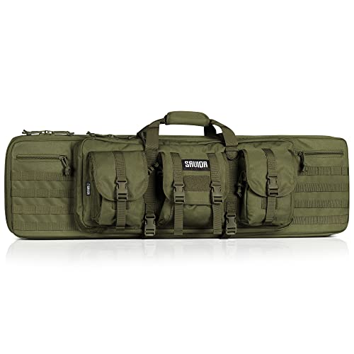 Savior Equipment American Classic Tactical Double Long Gun Bag Pistol Transportation Case w/Backpack Strap, 51 Inch Olive Drab Green