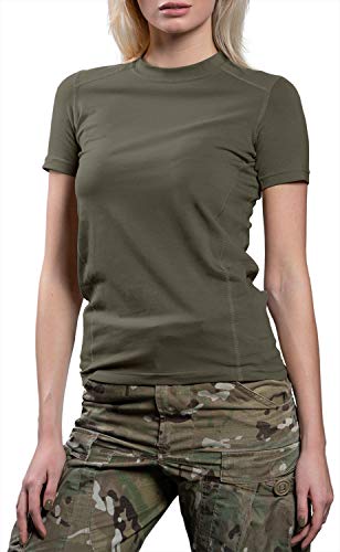 281Z Womens Military Stretch Cotton Underwear T-Shirt - Tactical Hiking Outdoor - Punisher Combat Line (Olive Drab, Medium)
