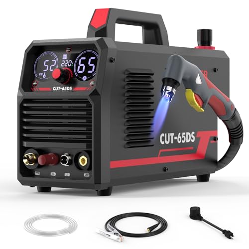 YESWELDER Plasma Cutting Machine 65Amp Non-High Frequency Non-Touch Arc Digital Screen Display DC Inverter 110/220V Dual Voltage Blowback Plasma Cutting Machine CUT-65DS