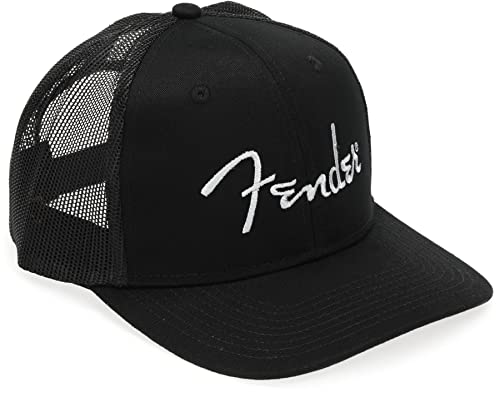 Fender Logo Trucker Hat, Black with Silver Thread