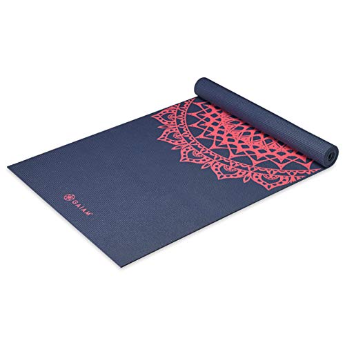 Gaiam Yoga Mat Classic Print Non Slip Exercise & Fitness Mat for All Types of Yoga, Pilates & Floor Workouts, Pink Marrakesh, 4mm, 68'L x 24'W x 4mm Thick