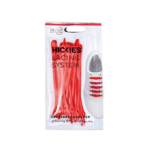 HICKIES Tie-Free Laces - No Tie Shoe Laces for Adults - Tieless Elastic for Sneakers & Flat Shoes - One Size Fits All, Unisex (Red)