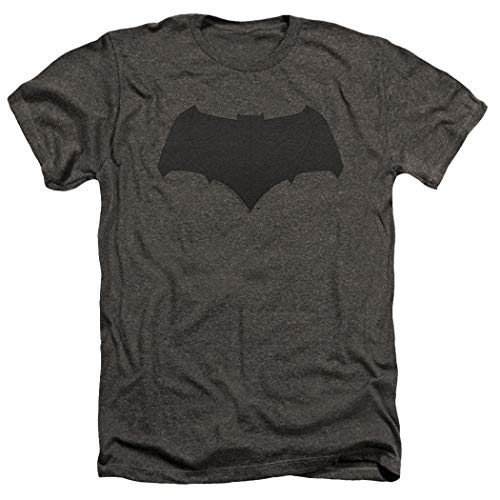 Popfunk Batman v Superman Movie Batman Uniform Logo Dark Gray Heather T Shirt & Stickers (Large)