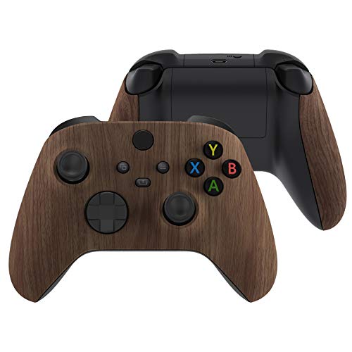 eXtremeRate Side Rails Grips Shell for Xbox Core Wireless Controller, Wood Grain Replacement Part Front Housing Cover Handles Faceplate for Xbox Series X & S Controller [Controller Excluded]