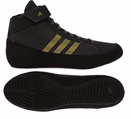 adidas Men's HVC Wrestling Shoes, Black/Charcoal/Metallic Gold, 8