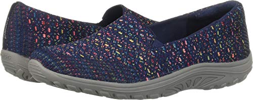 Skechers Women's Reggae Fest-Wicker-Engineered Knit Twin Gore Slip on (Willows) Loafer Flat, Navy, 7.5