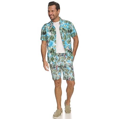 Margaritaville Men's Parrots and Palm Trees Amphib Cargo Short, Vivid Blue, 38