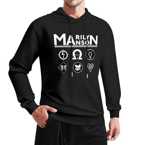 OUISDBHDS Mens Long Sleeve Tops, Marilyn American Music Manson Hooded Sweatshirt, 3D Realistic Fleece Hooded Sweater Shirts, Drawstring Pullover Hoodies Clothes for Big Boys 4XL Black
