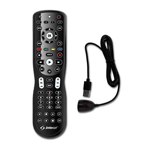 Inteset 4-in-1 Universal Backlit Remote & IReTV IR Receiver Combo. for Streamers That Have no IR Receiver Built in, Including F-TV, Nvidia Shield (2nd Gen), Kodi, MCE and Many Other A/V Devices