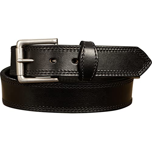 Bullhide Belts Mens Leather Belt for Work, Casual, Dress, 1.50' Wide, Black, 42'