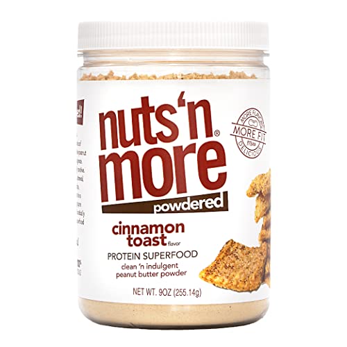 Nuts ‘N More Cinnamon Toast Peanut Butter Powder, All Natural Keto Snack, Low Carb, Low Sugar, Gluten Free, Non-GMO, High Protein Flavored Nut Butter (9 oz Jar)