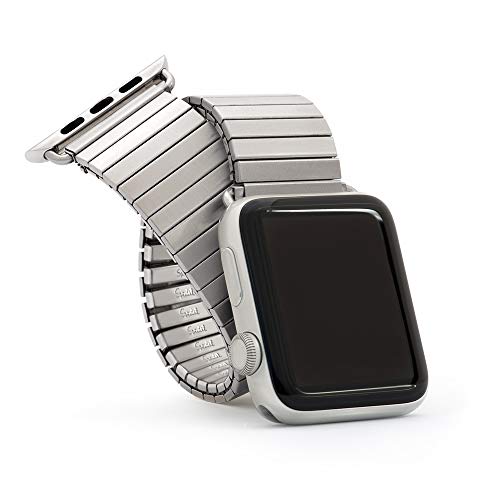 Speidel Twist-O-Flex Expansion band in Brushed Steel compatible for use with the 42/44/45 Apple Watch Series 1, 2, 3, 4,5,6 and 7 in Size 8