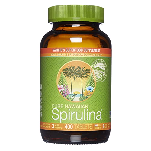 Nutrex Hawaii, Pure Hawaiian Spirulina 500 mg, Vegan, Supports Immune System, Heart, Cells and Energy, 400 Tablets