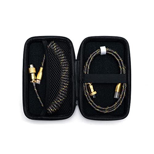 Formulamod USB C Coiled Keyboard Cable for Mechanical Keyboard,Coiled USB Aviator Cable for Keyboard, Pro Double Sleeved Cable with Organizer Zipper Bag. (Gold & Black)