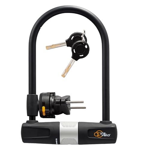 Bike U Lock - Via Velo Bike Lock Heavy Duty Bicycle U Lock |14mm U Shackle with Mounting Bracket for Road Bike Mountain Bike Electric Bike Folding Bike