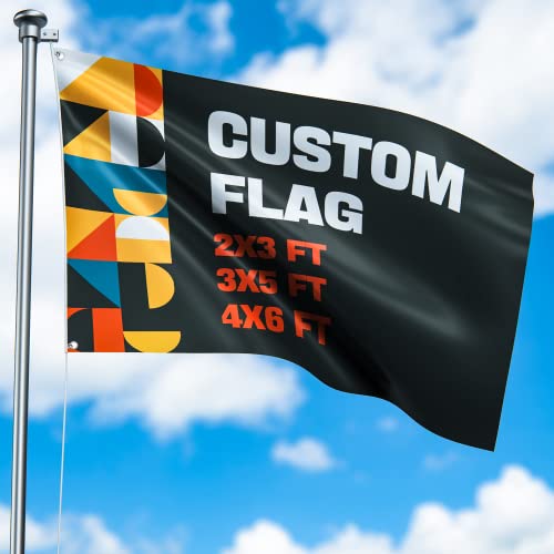 Custom Flag Personalized Double Sided Flags Add Your Own Text/Photo/Logo Outdoor Flag Banner Customize Gifts Indoor Outdoor Decoration (Black(2x3ft or 3x5ft or 4X6ft))