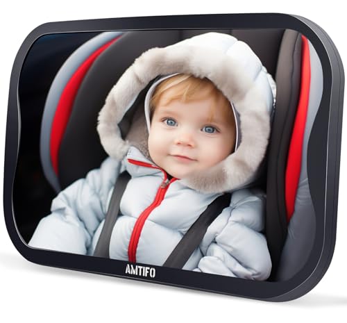 Baby Car Mirror Gifts for Newborns: Ease of Installation Non-Shaking Stability Car Seat Mirror Rear Facing Shatterproof Backseat Mirror View Infant Curved Wide-angle Carseat Mirror - AMTIFO A25