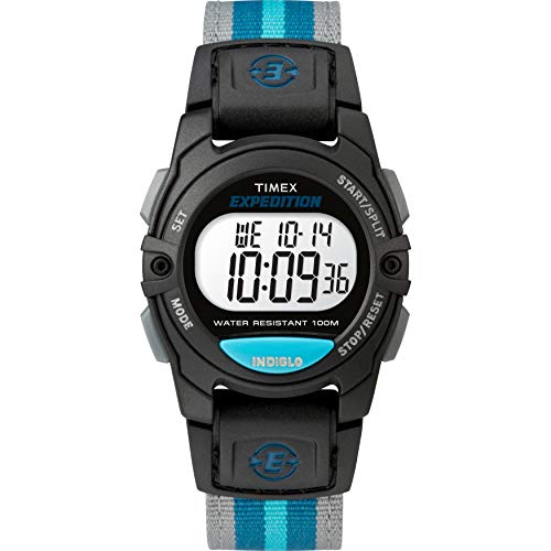 Timex Unisex TW4B13100 Expedition Mid-Size Digital CAT Black/Gray/Blue Nylon Strap Watch