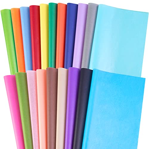 Shindel 120 Sheets Colorful Tissue Paper, Tissue Paper Bulk 20x14 Inch Gift Wrapping Paper for DIY Crafts Gift Box Wrapping 20 Colors