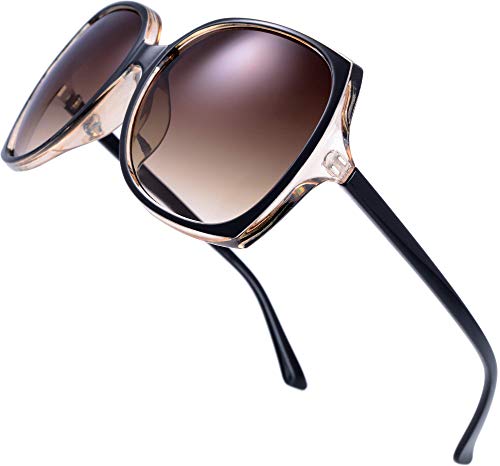 The Fresh Women's Square Jackie O Hybrid Butterfly Fashion Sunglasses - Exquisite Packaging (727704-Crystal brown/Black paint, Gradient Brown)