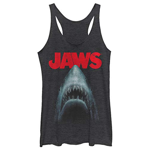 Fifth Sun Jaws Out of Water Women's Racerback Tank Top, Black Heather, XX-Large