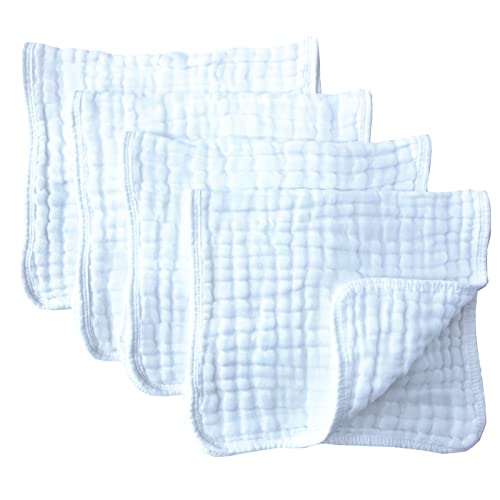 Synrroe Muslin Burp Cloths 4 Pack Large 20' by 10' 100% Cotton 6 Layers Extra Absorbent and Soft