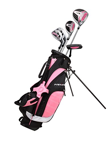 Remarkable Girls Right Handed Pink Junior Golf Club Set for Age 9 to 12 (Height 4'4' to 5') Set Includes: Driver (15'), Hybrid Wood (25*), 7, 9 Iron, Putter, Bonus Stand Bag & 2 Headcovers