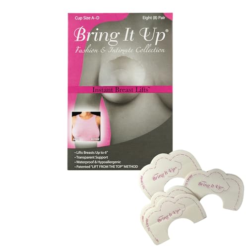 Bring It Up Instant Breast Lift-Boob Tape/Sticky Bra - Cup Sizes A-D, 8 Pairs - Works Great with Backless Bra or Strapless Bra/Waterproof BoobTape