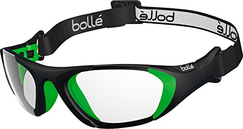 Bolle Baller Sport Protective Glasses w/Strap Black and Green Polycarbonate Lens w/Anti-Fog and Anti-Scratch Cat.0 Unisex-Adult Large