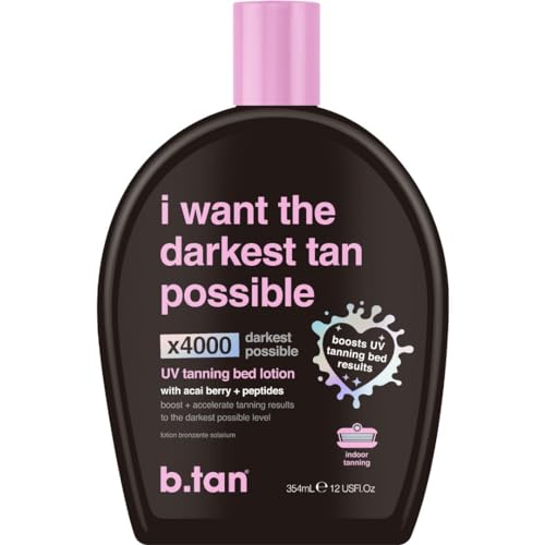 b.tan UV Tanning Bed Lotion | I Want The Darkest Tan Possible - x4000 Tan Intensifiers, Indoor & Outdoor Tan Accelerator, Best Browning Lotion, 12 Fl Oz