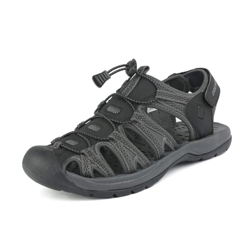 DREAM PAIRS Men's 160912-M-NEW Black DK.Grey Adventurous Summer Outdoor Sandals Size 10.5 M US