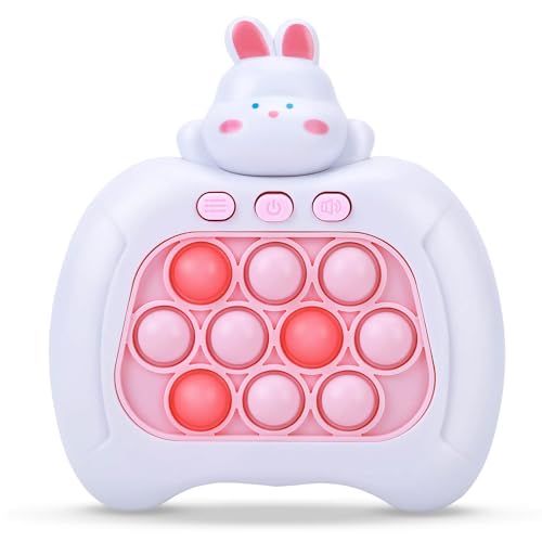 HLXY Fast Push Bubble Game, Upgraded Handheld Pop Light Up Pro Game Toys, Electronic Quick Push Game, Fidget Sensory Toys for 6 7 8 9 Year Old Girls Pink Bunny