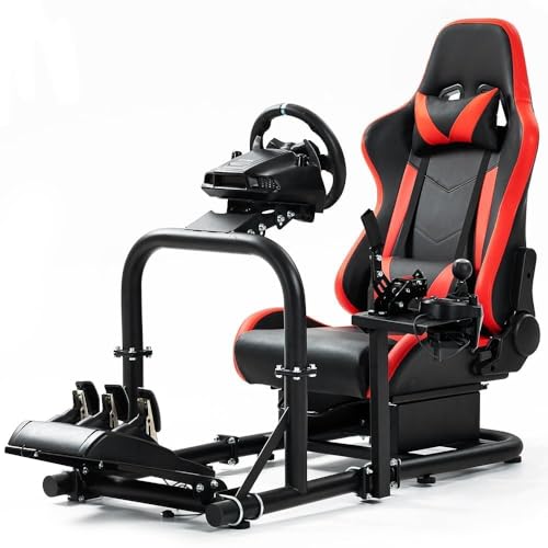 Marada Racing Simulator Cockpit with Gaming Race Seat Fit for Logitech,Thrustmaster,Fanatec,G27 G29 G920 G923 T300RS GT,Steering Wheel Stand, 50mm Large Round Tube&More Stable No Wheel Pedal Shifter