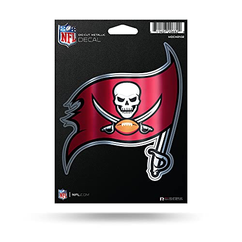 Rico Industries NFL Tampa Bay Buccaneers Die Cut Metallic Sticker, 5.00' x 7.00'