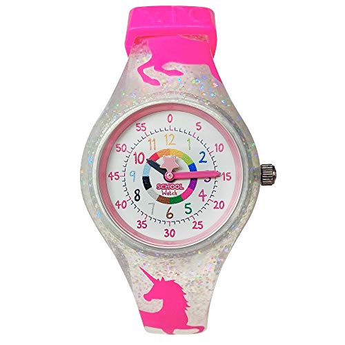 Preschool Collection Unicorn Kids Analog Watch - Time Teacher - Easy-to-Read Dial! Hypoallergenic Silicone First Watch for Girls, Children, Toddler
