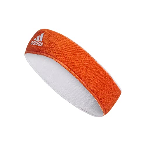 adidas Interval Reversible Terricloth Elastic Headband, Team Orange/White, One Size