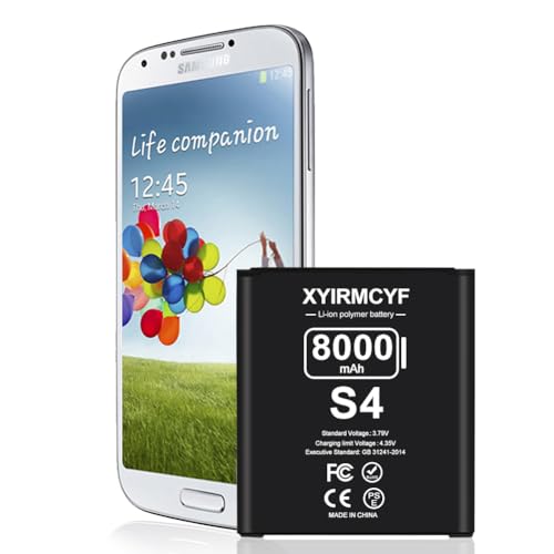 XYIRMCYF Galaxy S4 Battery (2024 New Upgrade), 8000mAh High Capacity Battery for Galaxy S4 AT&T I337, Verizon I545, Sprint L720, T- Mobile M919, R970, I9500, I9505