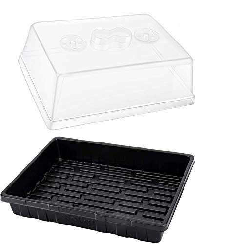 [Thick Plastic] 3-Set Strong Seed Starter Trays with 5' Humidity Domes for Seed Starting, Germination, Seedling Propagation & Plant Growing, Holds 144 Cells in Total