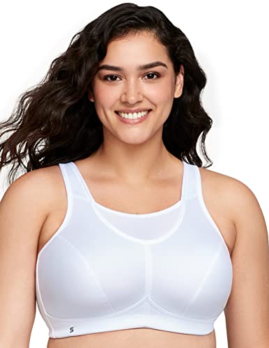 Full Figure Plus Size No-Bounce Camisole Sports Bra Wirefree #1066 White