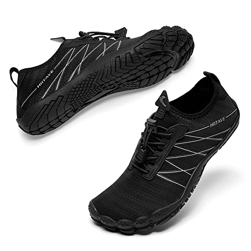 HIITAVE Women Water Shoes Quick Dry Barefoot Aqua Shoes for Beach Swim Pool Kayaking River Surfing Black Size 8.5 Women M US
